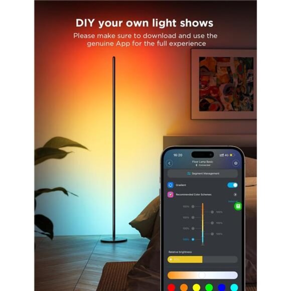Govee RGBIC Floor Lamp, LED Corner Lamp Works with Alexa, 1000 Lumen Smart - Picture 4 of 6